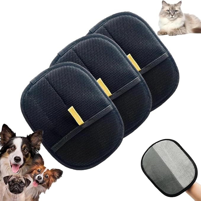 Pet Hair Remover Glove, Double Sided Pet Grooming Gloves for Dogs, Cat Grooming Gloves, Reusable Pet Hair Remover Glove, for Dogs & Cats