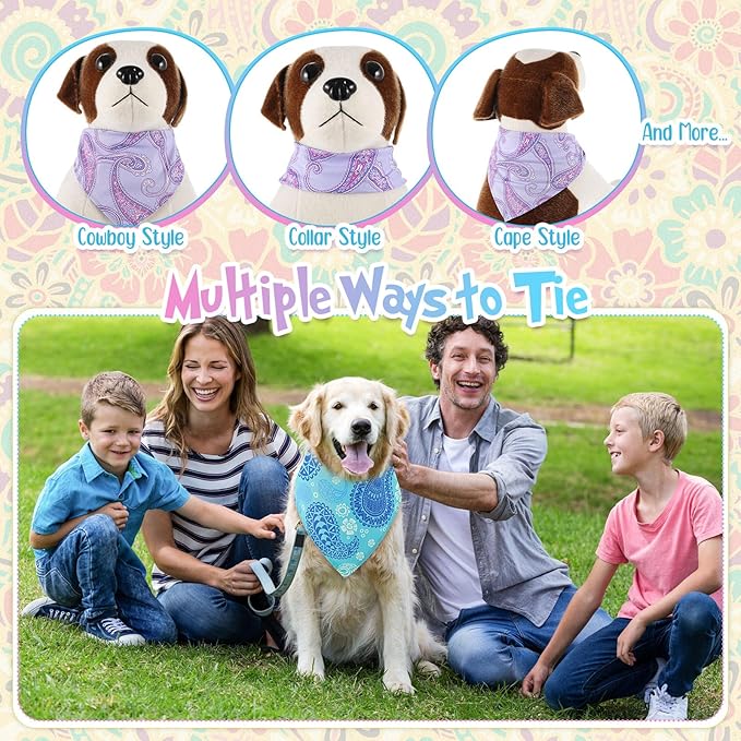 Kacctyen 300 Pcs Paisley Dog Bandana Bulk Colorful Triangle Bibs Pet Scarves for Small Medium Large Pets Western Cowboy Bandanas Accessories for Puppy Cat Grooming Costume Party