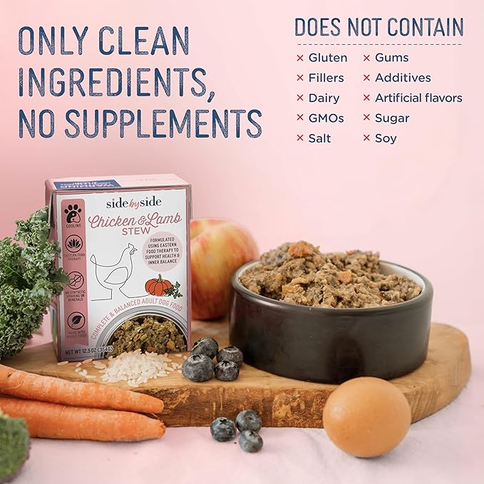 Side by Side Chicken & Lamb Stew - Warming Wet Dog Food & Dog Food Topper - Made with Nutrients & Whole Raw Ingredients - Human-Grade, No Artificial Additives or Fillers - USA Made (12.5 oz, 3-Pack)