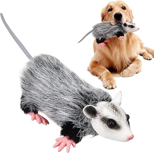 Realistic Opossum Dog Toy Plush Squeaky Toy for All Dogs Stuffed Animal Interactive for Cuddling Playing Puppy Teething Chewing to Keep Them Busy Best Birthday Gift