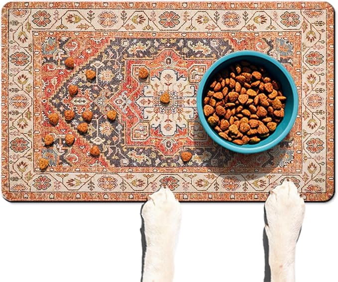 Dog Food Mat for Floors Waterproof Quick Dry Pet Placemat Cat Feeding Bowls Mats for Food and Water, Eco-Friendly Dog Accessories Diatomite Pets Supplies 17" X 30"