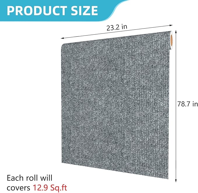 Decotalk 23.6"x78.7" Cat Wall Scratch Mat Grey Self-Adhesive Cat Scratch Furniture Protector Wall Cats Scratching Mat Scratching Corner Pad for Cats Tower, Couch Protector Light Grey, Renter Friendly