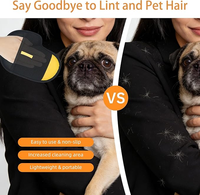 Pet Hair Removal Glove for Dogs Electrostatic Pet Gloves Hair Removal for Cats Animal Fur Grooming Mitt Reusable Magic Brush Hair Remover Tool for Carpet, Clothing, Laundry, Couch, Car Seat