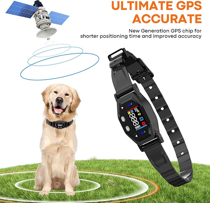 GPS Wireless Dog Fence System: Electric Fence for Dog with 4-Zone Progressive Correction & 3 Modes, 55-6000ft Adjustable Range, Waterproof Rechargeable GPS Dog Collar for Medium Large Dogs Outdoor Use