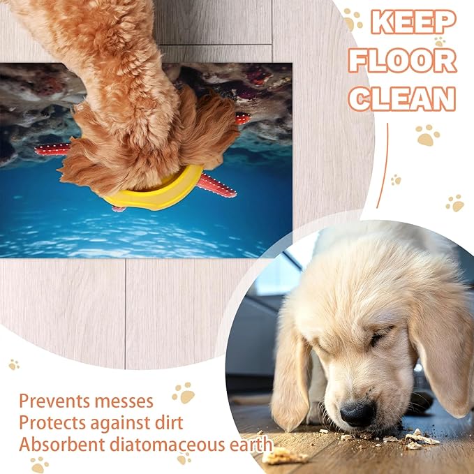 Red Starfish Dog Food Mat for Floors Absorbent Dog Bowl Mat for Food and Water Dispenser Quick Dry Cat Food Placemat Pet Supplies 17" x 30", Ocean Beach