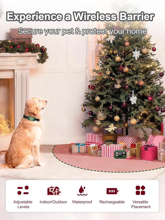 MIMOFPET Wireless Pet Barrier - Indoor Outdoor Waterproof Barrier with Adjustable Range up to 8.2 ft,Adjustable Safe Static Intensity, Rechargeable Boundary System for Dogs (Wireless Barrier System)