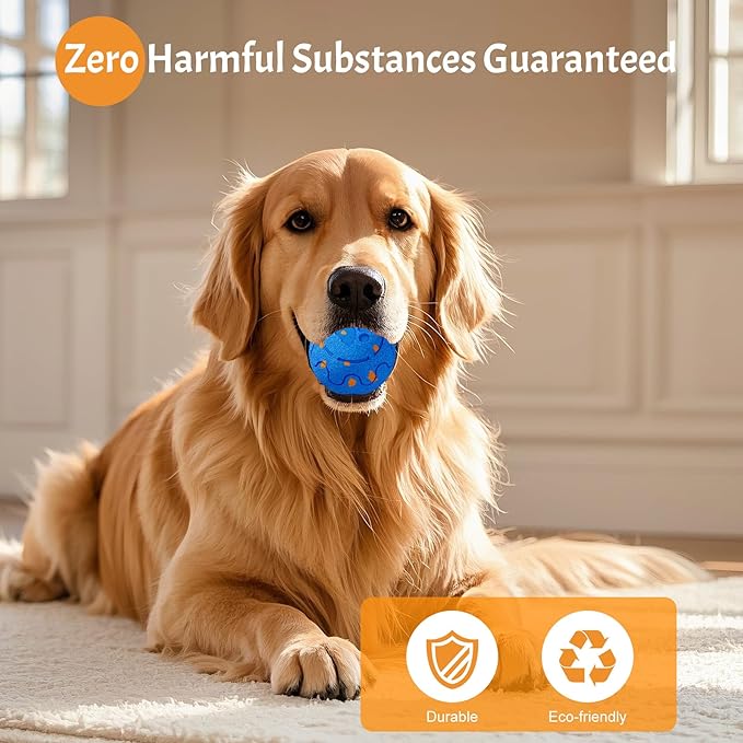 Dog Balls: Interactive Dog Ball, Self-Moving Dog Toy with Auto-Rolling & Bouncing, E-TPU Material, IP54 Waterproof, Motion-Activated (Blue, Large)