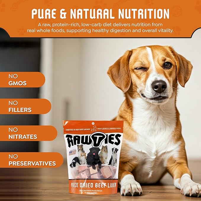 Premium Freeze-Dried Raw Beef Liver for Dogs – 100% USA-Sourced Raw Meat Dog Food – Grain-Free, No Fillers, High Protein Nutrition for Small & Large Breeds