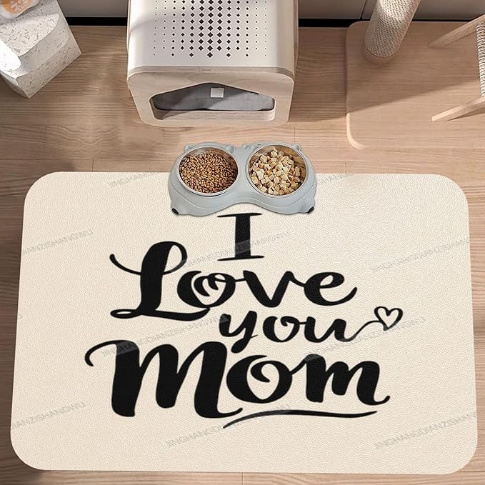 Dog Food Mat Dog Mat for Food and Water 18X12In Happy Mother's Day Floral Gift for Mom Hl No Stains Cat Pet Feeding Mats Water Bowl Messy Drinkers