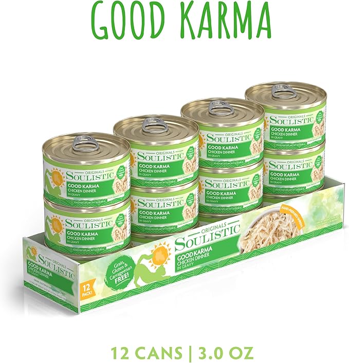 Soulistic Originals, Good Karma Chicken Dinner in Gravy, 3oz Can, Pack of 12