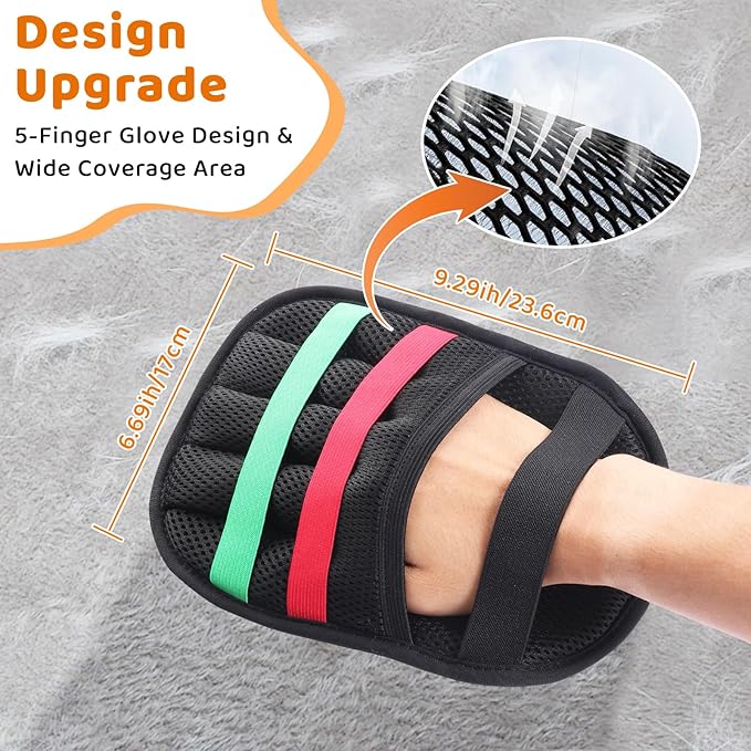 Pet Hair Remover Glove for Dogs & Cats, Newly Upgraded Reusable Electrostatic Pet Hair Gloves, Pet Hair Remover Tool for Clothing, Couch, Carpet, Car Seat（1Pcs-Blue