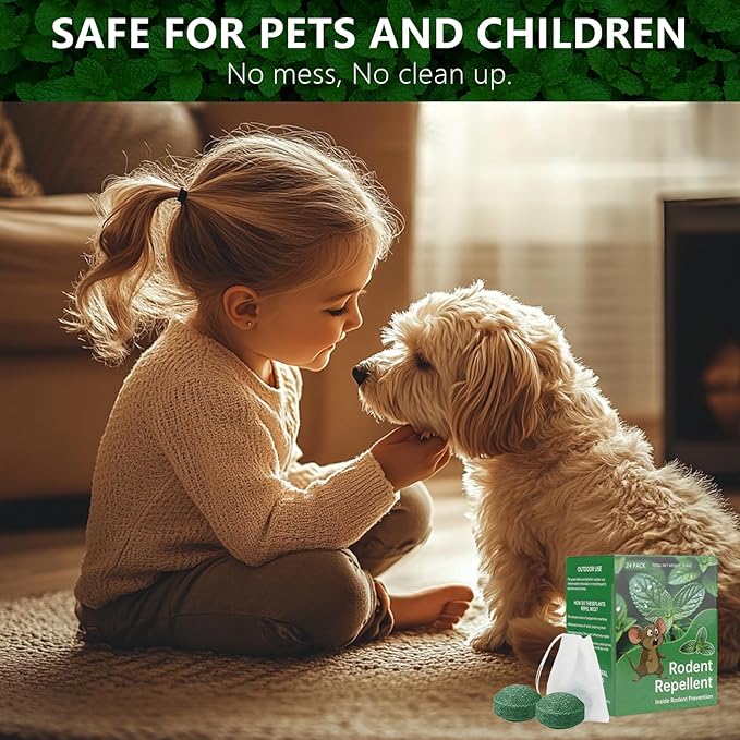 Mouse Rodent Repellent, 48 Pack Peppermint Lemon Oil Mice Repellent for Squirrel Rats Spider Pests, Natural Deterrent for Kitchen, Warehouse, Car, Indoor, Outdoor Safe for Pets & Family