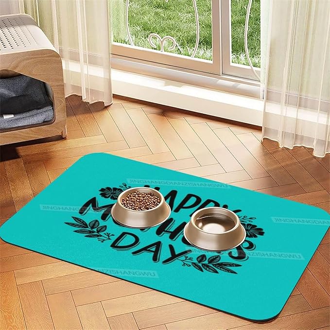 Pet Feeding Mat Absorbent Dog Mat for Food and Water Bowl Dog Accessories Happy Mother's Day Floral Gift for Mom Ep Pet Supplies Dogs Quick Dry Cat Water Dispenser Mats 18X12In