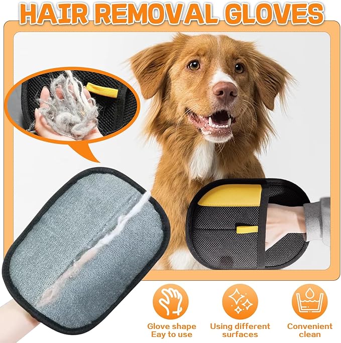 Pet Hair Removal Glove for Cats & Dogs, The Magic Brush Pet Hair Remover, Reusable Electrostatic Pet Hair Remover Glove, Bye Bye Pet Hair Drama, for Laundry, Couch, Carpet, Car Seat(1set)