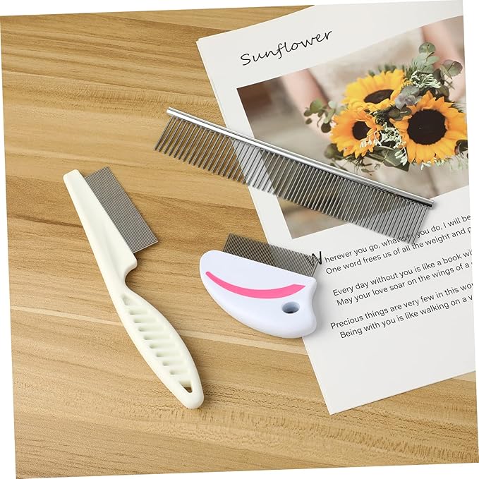 Hemoton 3pcs Stainless Pet Grooming Comb Kit Combs for Cats Dogs Dematting Tools Safe for Skin Easy to Clean