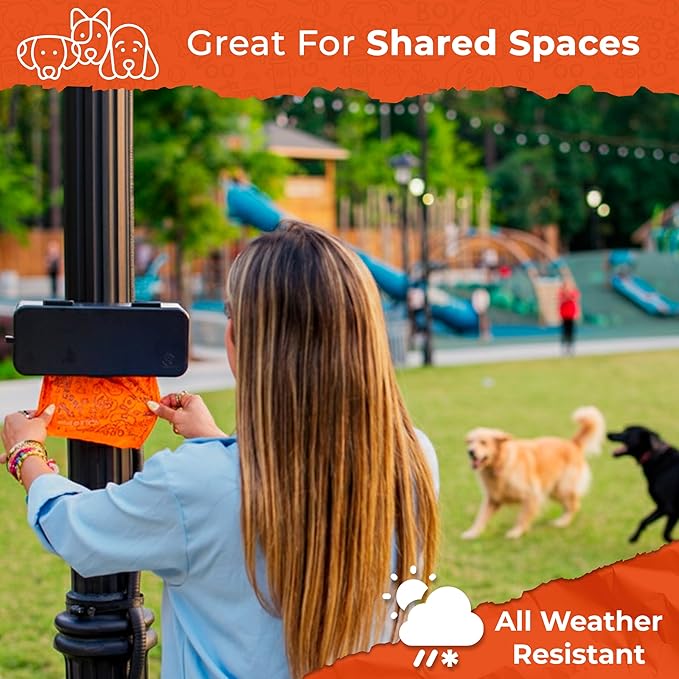 Dog Waste Station - Large Roll Dog Poop Bag Dispenser - Outdoor or Indoor Pet Waste Station - Stick-On or Screw-On Wall Mount - Poop Bags Storage Station for Outdoors - Includes 315 Bag Roll (Black)