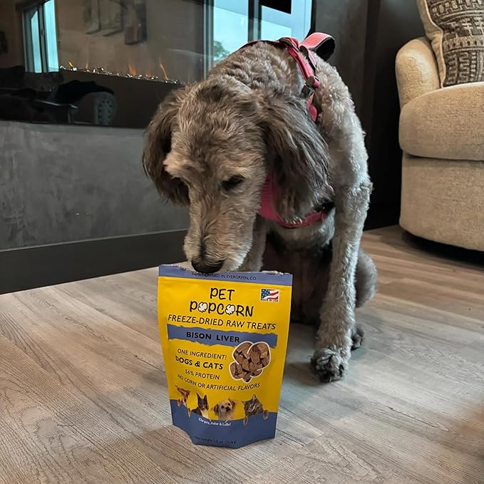 Freeze-Dried Raw Treats - Bison Liver - 2.5oz Bag, Dog & Cat Snacks, Single Ingredient, Natural, Pet Food Topper, Protein‑Packed Meat