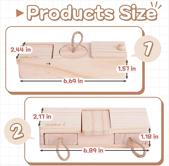 SoulThink® Interactive Wooden Pet Rabbit Toys - Sniff n' Snack Bunny Chew Toys for Rabbit Treats, Suited as Guinea Pig, Hamster for Boredom, Bunny Toys for Rabbits Keep Busy (2 Sets)