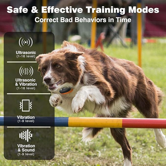 PaiPaitek Vibrating Dog Collar No Shock - 3300ft Dog Training Collar with Remote for 10-120lbs Small Medium Large with Beep, Vibration, Ultrasonic Modes, Security Lock & No Prongs