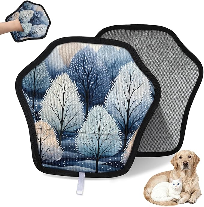 Trees Electrostatic Pet Hair Removal Glove for Cats & Dogs - Reusable Grooming Mitt for Couch, Carpet, Car Seat & Laundry - Large 9x9 Inch