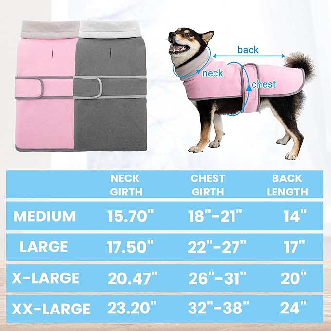Dog Coat 2 Pack, Turtleneck Fleece Pet Winter Jacket for Cold Weather, Warm Dog Clothes Sweater Outdoor Indoor for Small, Medium, Large & XL Dogs (M-XXL)