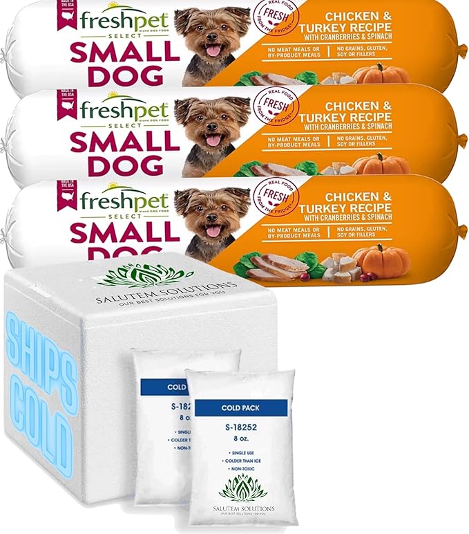Freshpet Select Roll Small Wet Dog Chicken & Turkey Recipe Refrigerated Wet Dog Food - Made in The USA - 3 Pack (3 / 1lb. Logs)