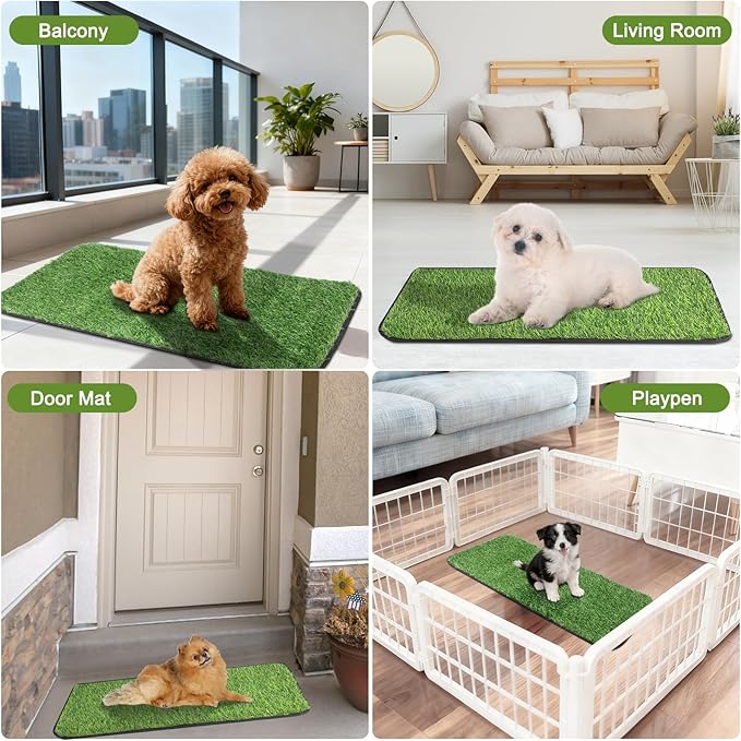 Artificial Grass Mat, Dog Grass Pee Pads, Fake Grass Pad for Pets Potty Training, Soft Grass Pad Rug, Grass Doormat with Drainage Holes, Pet Turf for Indoor Outdoor Use, Washable(15.7"*39.4")