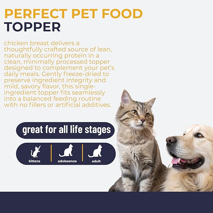 Momentum Carnivore Nutrition Freeze-Dried Chicken Breast Pet Food Topper – Single-Ingredient, All-Natural Topper – High-Protein for Dogs and Cats, Grain-Free and Made in The USA– (3.75 oz Bag)