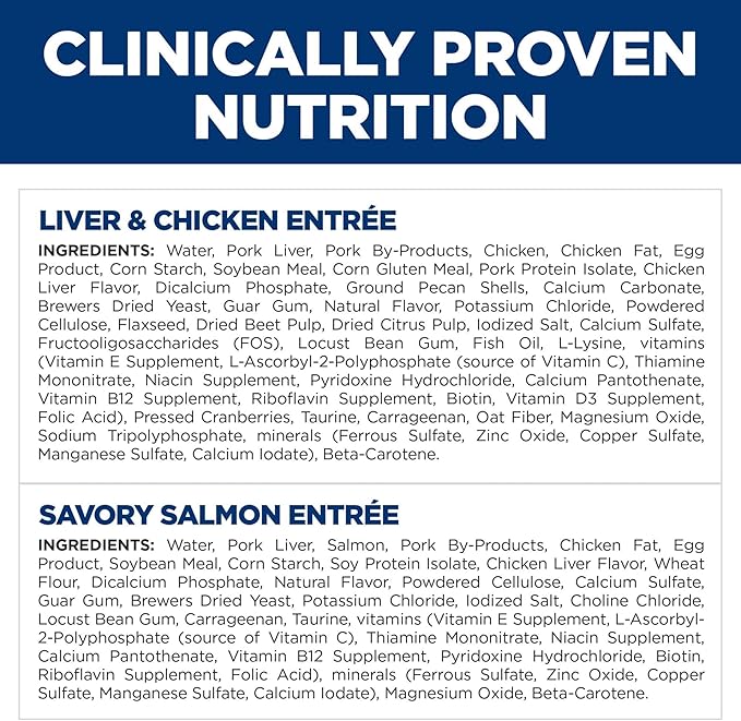 Hill's Science Diet Kitten, Kitten Premium Nutrition, Wet Cat Food, Variety Pack: Liver & Chicken; Salmon Minced, 2.9 oz Can Variety Pack, Case of 12
