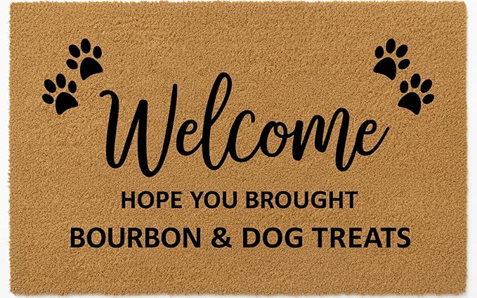 Funny Doormat Outdoor Welcome Mat, Faux Coir Door Mat for Front Porch or Entryway, Cute Pet-Themed Durable and Easy to Clean Rug 30"x17" (Welcome-1)
