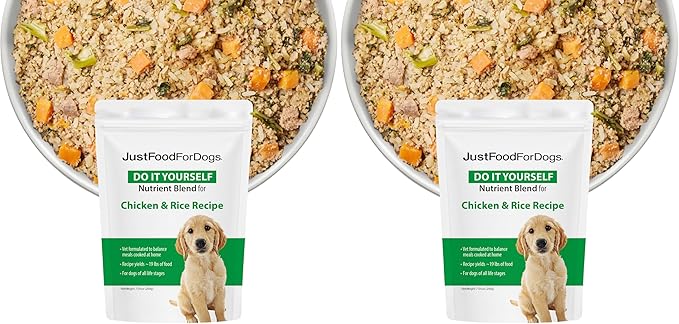 JustFoodForDogs DIY Nutrient Blend for Homemade Dog Food, Chicken & White Rice, (Pack of 2)