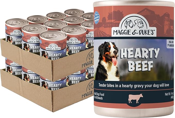 CountryMax Maggie & Duke's Tender Bites in Gravy Canned Dog Food, 14 oz Cans – Premium Wet Food for Dogs, High Protein, Grain-Free, Natural Ingredients (24 Pack, Hearty Beef)