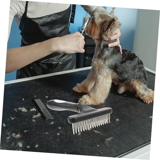BESPORTBLE Stainless Steel Pet Comb Brush Double Rows Slicker for Dog Cat Grooming Undercoat Rake for Curly Hair
