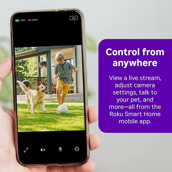Roku Outdoor Camera - Home Security - IP65 Weather Resistant Wired Security Camera & Pet Monitor with 1080p HD Night Vision, Compatible with Alexa & Google, WDR, Motion & Sound Detection (Pack of 4)