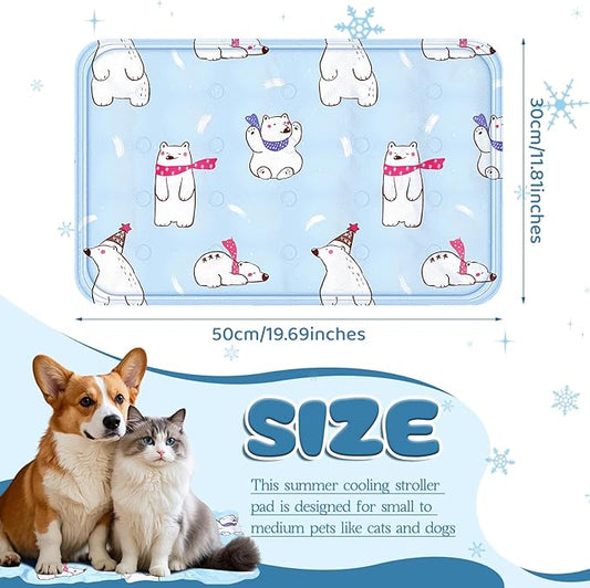 Nuanchu Dog Stroller Cooling Mat Waterproof Outdoor Pet Cooling Mat Washable Summer Cat Sleeping Blanket for Pet Stroller(11.81 x 19.69 Inches,Colorful Bear)