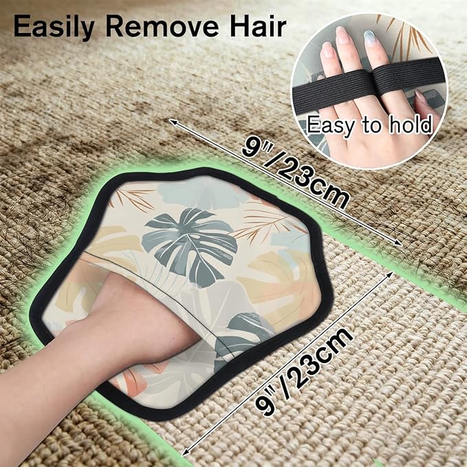 Reusable Pet Hair Removal Glove Palm Leaf Art Magic Brush for Cat & Dog Hair Remover for Car, Sofa, Bedding, Clothes - 9x9 Mitt Washable
