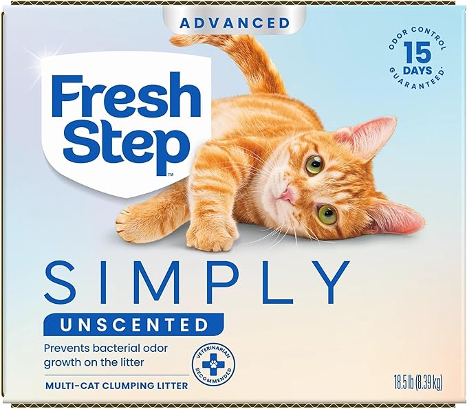 Fresh Step Clumping Cat Litter, Advanced, Simply Unscented, Extra Large, 37 Pounds total (2 Pack of 18.5lb Boxes) (Package May Vary)