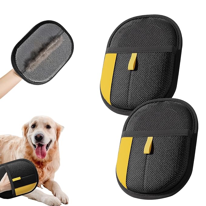 Pet Hair Remover Gloves, 2025 Upgrade Reusable Electrostatic Glove for Cat & Dog Hair Remover Mitt for Couch Furniture Carpet Car Seat Pet Grooming Gloves (2)