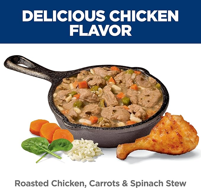 Hill's Science Diet Healthy Cuisine, Senior Adult 7+, Senior Premium Nutrition, Wet Dog Food, Roasted Chicken, Carrots & Spinach Stew, 12.5 oz Can, Case of 12