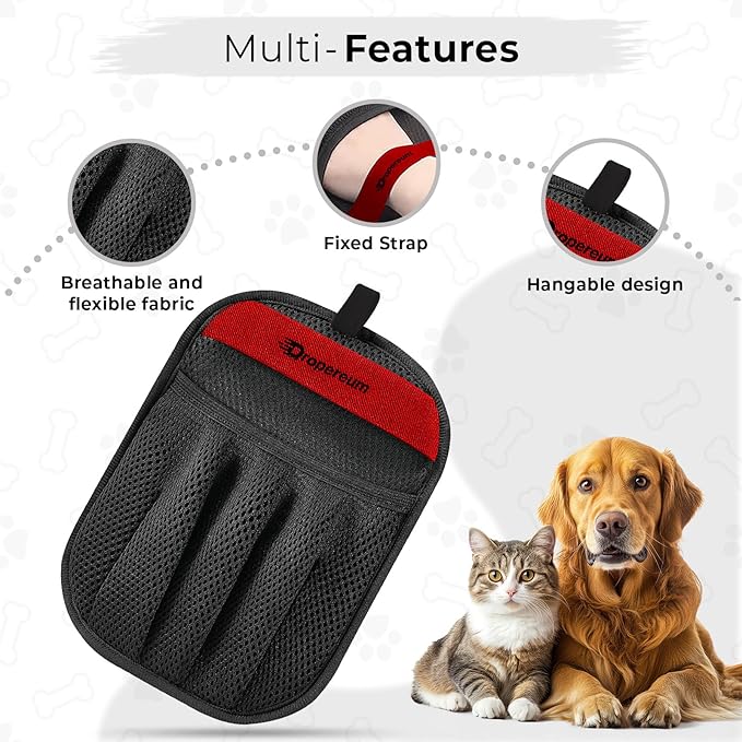 Pet Hair Removal Glove for Cats & Dogs, Upgraded Five-Finger Electrostatic Pet Hair Glove, Reusable Magic Brush Pet Hair Remover Tool for Laundry, Couch, Carpet