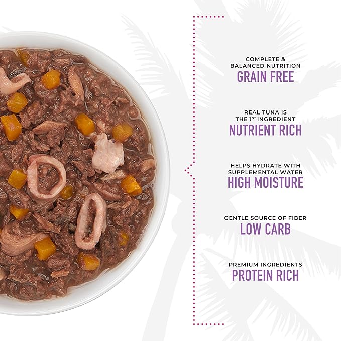 Tiki Cat Aloha Friends, Tuna, Calamari & Pumpkin, Grain-Free & High Moisture, Wet Cat Food for All Life Stages 3 oz. Pouch (Pack of 12)