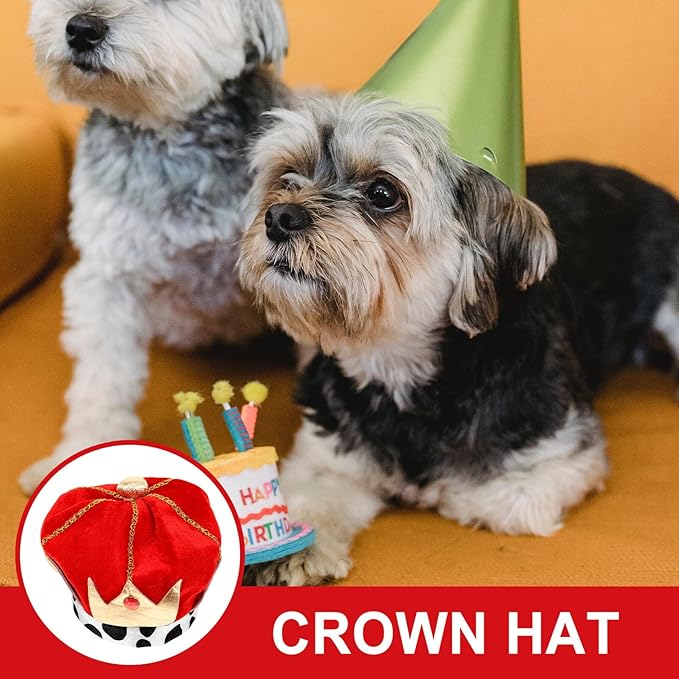 TOYANDONA Pet Dog Hat Party Crown Decorative Birthday Headdress Adjustable One Size for Cats and Dogs Festival Supplies