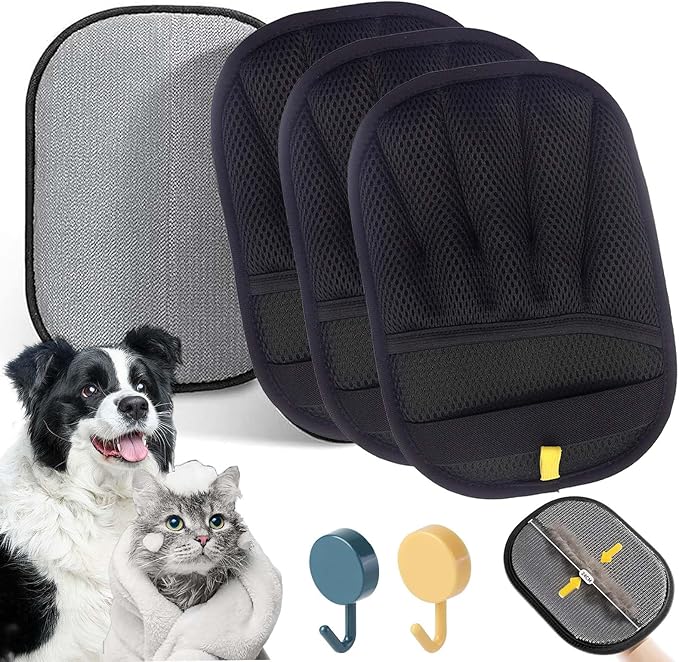 Upgrade Electrostatic Gloves Pet Hair, Reusable Pet Hair Remover Electrostatic Gloves, Pet Hair Remover Mitt with Static Charge for Dogs & Cats, for Furniture, Clothes, Bedding (3PCS,C)