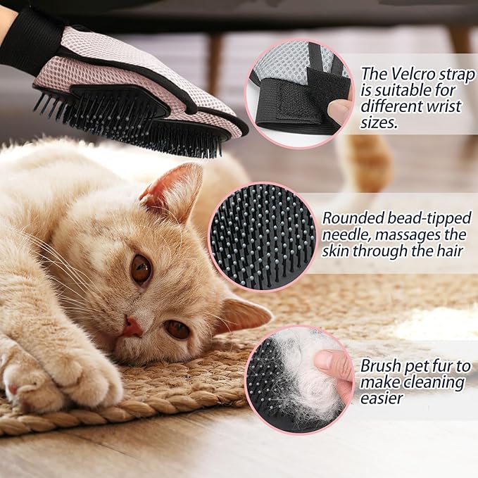 Pet Grooming Massage Glove for Cats Dogs,Remove Loose Fur Cleaning Massage Tool, Large Grooming Gloves for Long Hair or Thick Hair Dogs and Cats