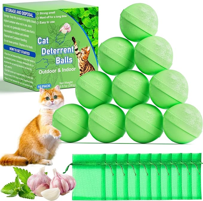 Mimo Style Cat Deterrent Outdoor,Natural Peppermint Oil Cat Deterrent Outdoor Indoor,Keep Cats Out of Yard Permanently,Keep Cats Off Lawn,Garden,Furniture,Mulch & Flower,Keep Cats Away(Light Green)