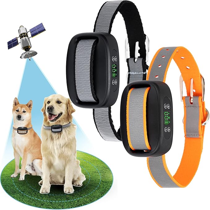 GPS Wireless Dog Fence for 2 Dogs,Electric Dog Fence for Outdoor,Adjustable Warning Strength, Rechargeable,Range 98-3281 ft,Pet Containment System for Most Dogs