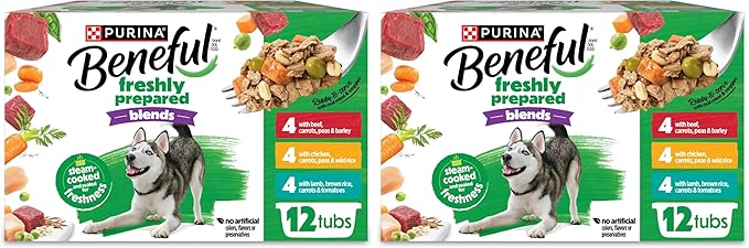 Beneful Purina Wet Dog Food Variety Pack, Chopped Blends - (12) 10 oz. Tubs (Pack of 2)