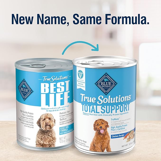 Blue Buffalo True Solutions Total Support Wet Dog Food for Adult Dogs, Made with Natural Ingredients, Chicken, 12.5-oz. Cans (12 Count)