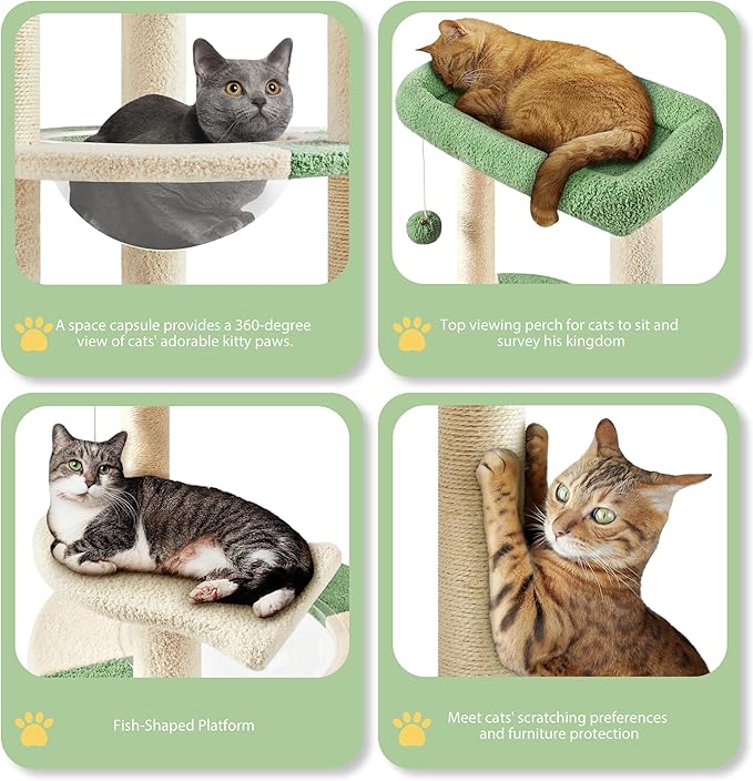 Yaheetech Cat Scratching Posts with Cat Bed, 35in Cat Scratcher with 2 Scratching Posts for Indoor Cats, Sisal Scratch Posts with Replaceable Ball for Kittens Adults Cats