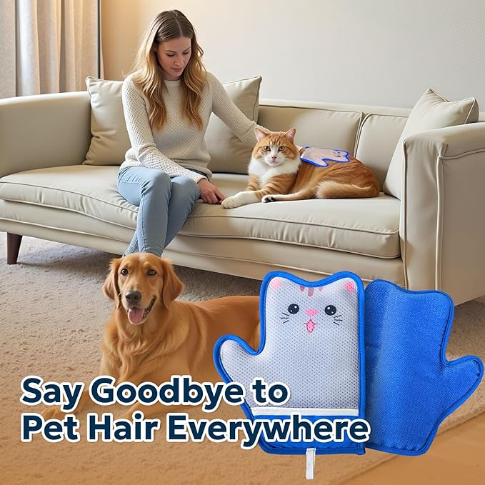 Pet Hair Removal Glove - Electrostatic Magic Pet Hair Remover, Portable & Reusable Dog & Cat Fur Remover Tool for Clothes, Couch, Furniture, Carpet, and Car Seats,1 PCS